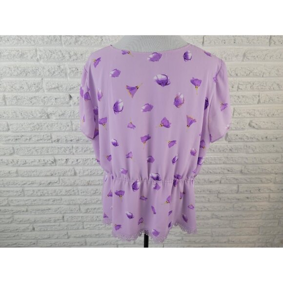 Limited Women Top 1X Plus Cap Sleeve Pullover Polyester Lined Purple FLO122XE - Picture 5 of 8